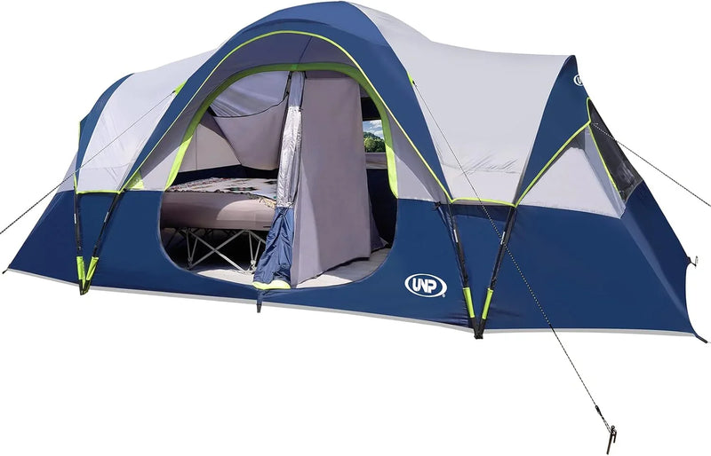 Camping Tent 10-Person-Family Tents, Parties, Music Festival Tent, Big, Easy Up, 5 Large Mesh Windows, Double Layer, 2 Room, Waterproof, Weather Resistant, 18ft x 9ft x78in K6