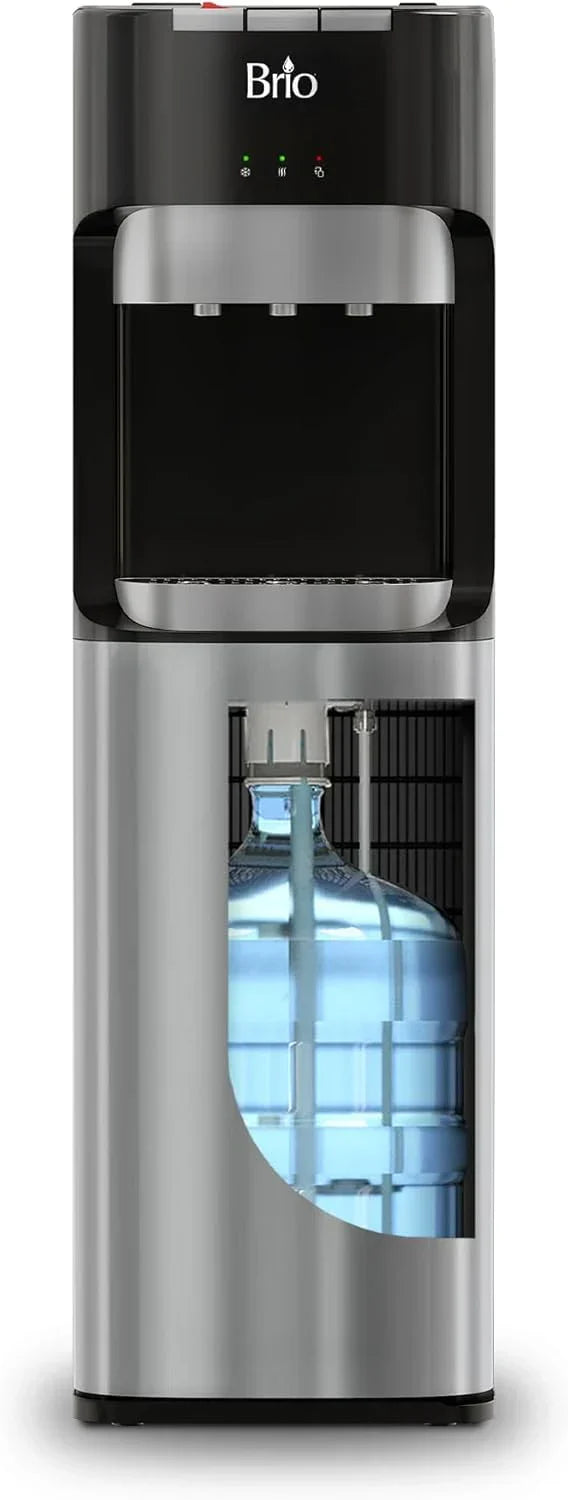 Bottom Loading Water Cooler Dispenser for 5 Gallon Bottles - 3 Temperatures with Hot, Room & Cold Spouts, Child Safety Lock, LED Display with Empty Bottle Alert, Stainless Steel O8