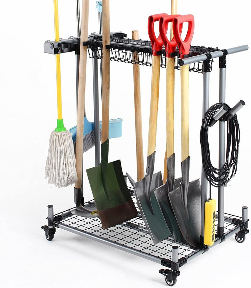 Metal Garden Tool Organizer Large Tool Rack Garage Storage Holder W0