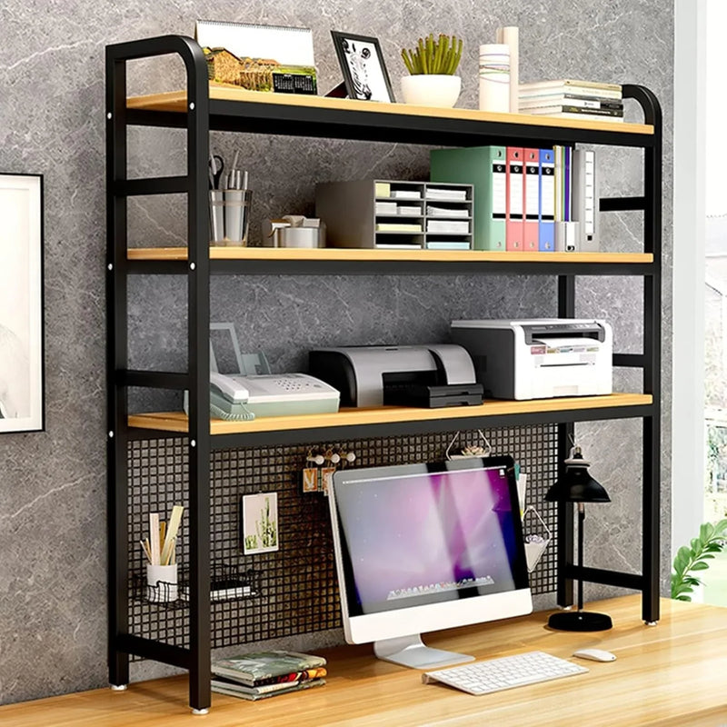Desktop Bookshelf Adjustable Desk Bookshelf Organizer Rack - Countertop Hutch Bookshelf, 3-Tier Bookshelf Desk Shelf, All Metal Desktop Bookcase for Computer Desk, for Home, Dorm, Office Supplies (Co I7