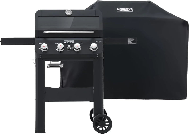 Grills 4-Burner Liquid Propane Gas Grill, Silver Stainless Steel Grill Outdoor Patio Garden Barbecue Grill with Clearview® Lid and One Foldable Shelf, Mesa400MF Q2