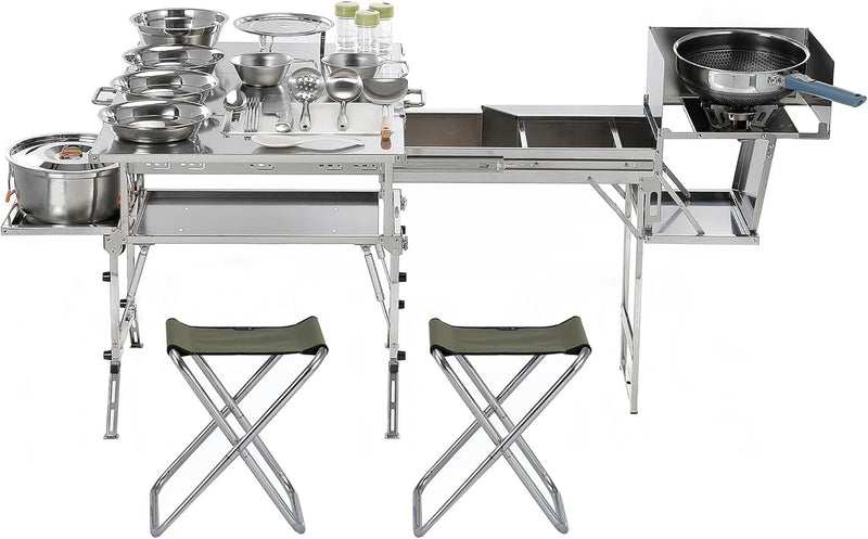 Portable Camping Table & Chairs Set – Foldable Outdoor Furniture with Storage Drawer for Picnics, Backyard & RV Travel H5