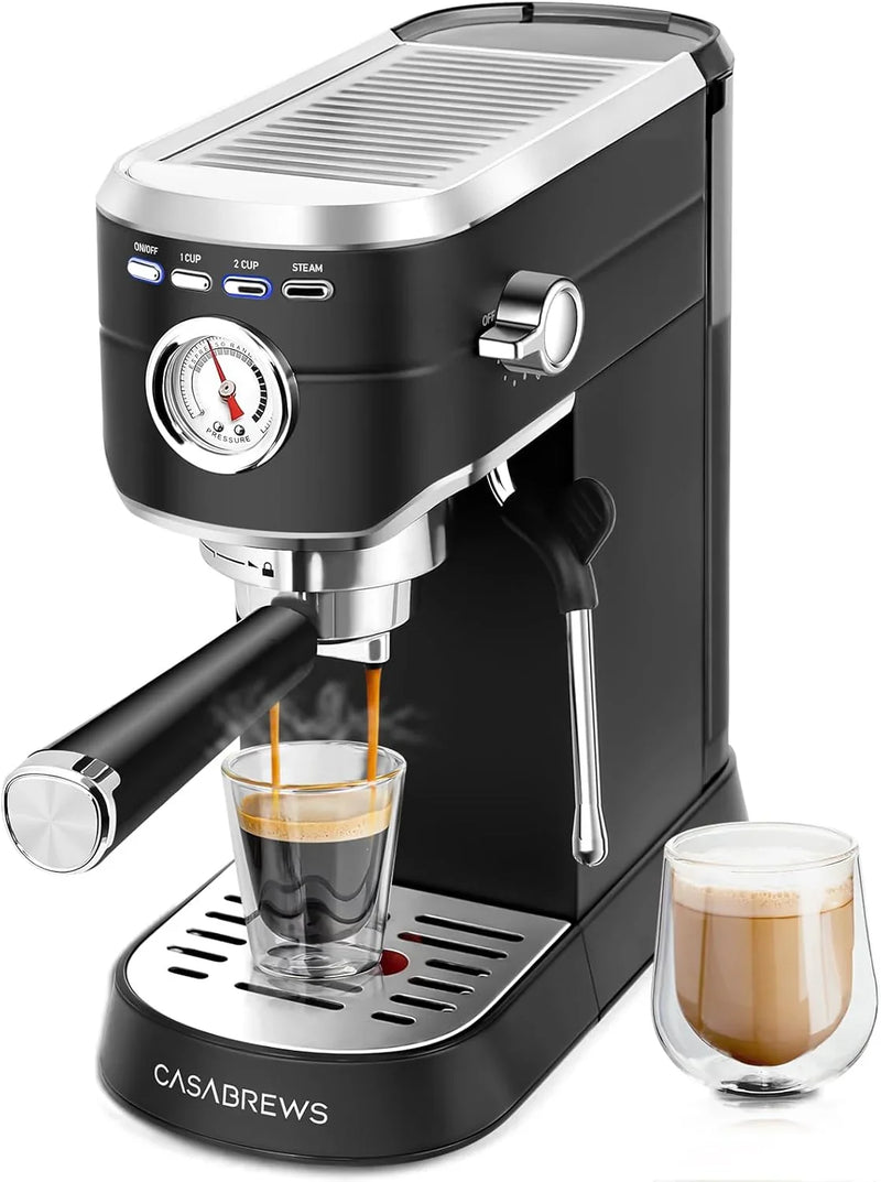 Espresso Machine 20 Bar, Compact Espresso Maker with Steam Milk Frother, Stainless Steel Coffee Machine with 34oz Removable Water Tank for Cappuccino, Latte, Silver Z0
