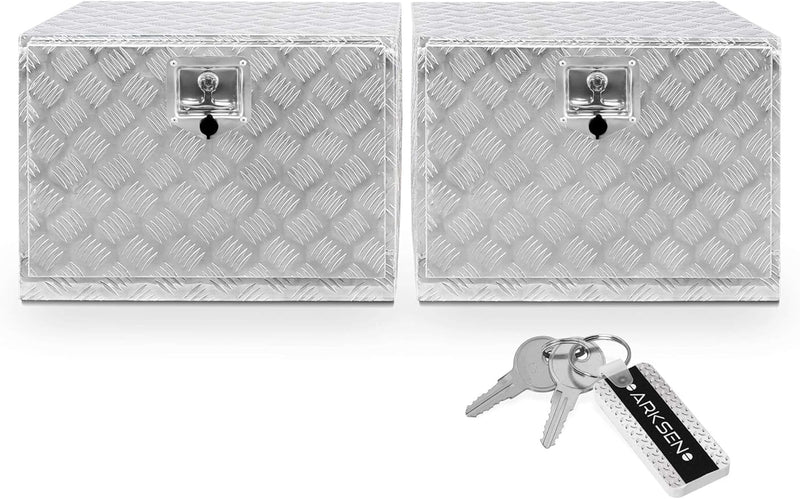 36 Inch Heavy Duty Aluminum Diamond Plate Tool Underbody Box, Waterproof Square Truck Storage Organizer Chest for Pick Up Truck Bed, RV Trailer with T-Handle Lock and Keys - Black O5
