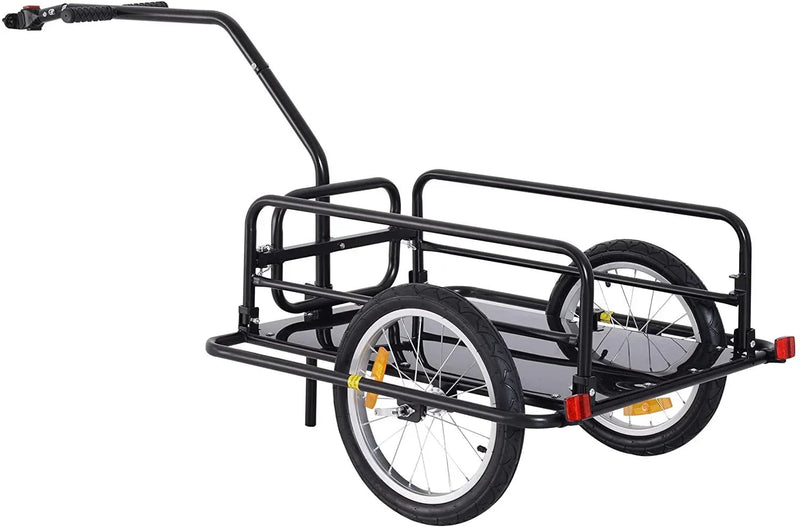 Foldable Bike Cargo Trailer, 80lbs Capacity, 16′′ Wheels, Black, with Hitch R3