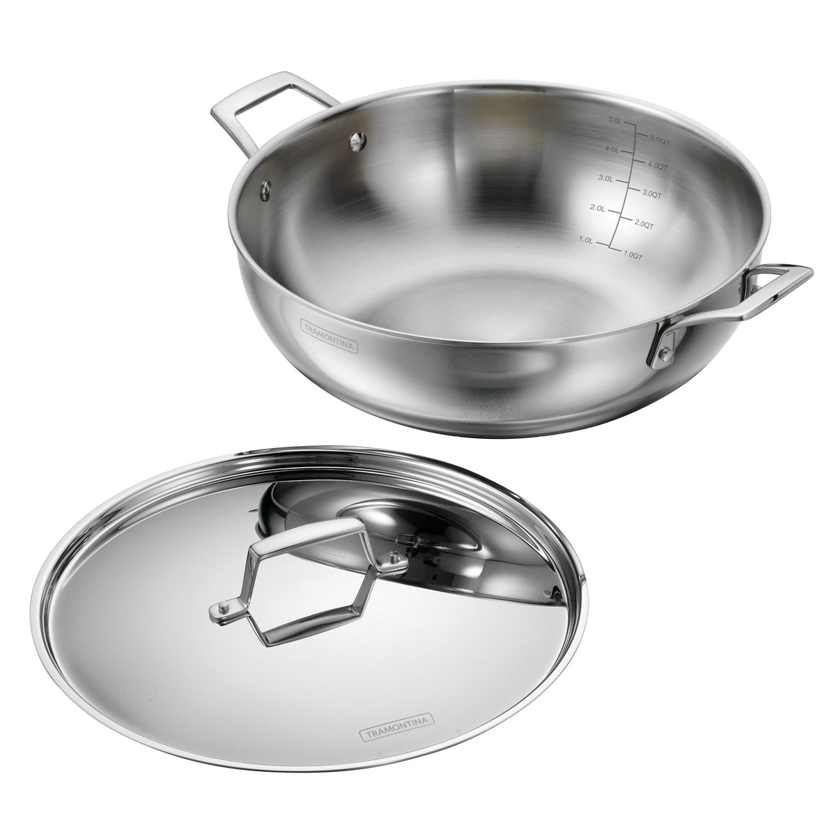 6 Qt Utsava Tri-Ply Clad Stainless Steel Covered Kadai