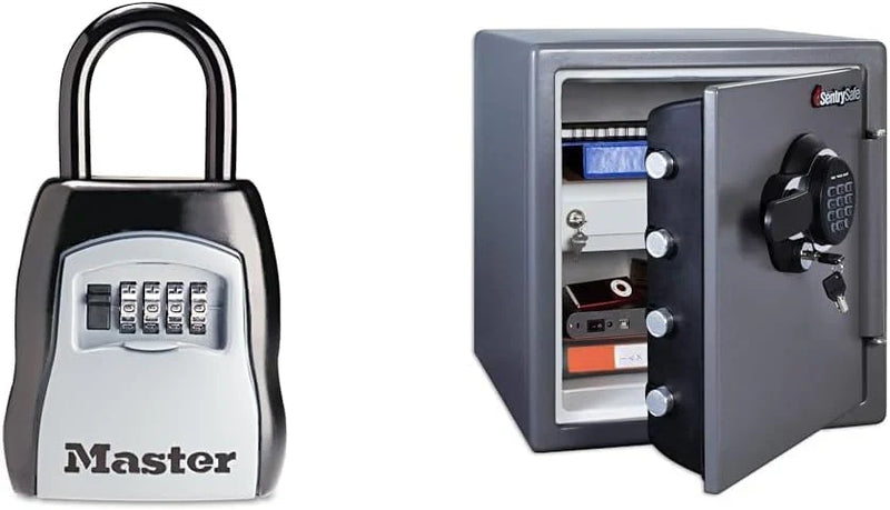 Key Lock Box, Outdoor Lock Box Bundle with SentrySafe Fireproof and Waterproof Safe, 1.23 Cubic Feet C4