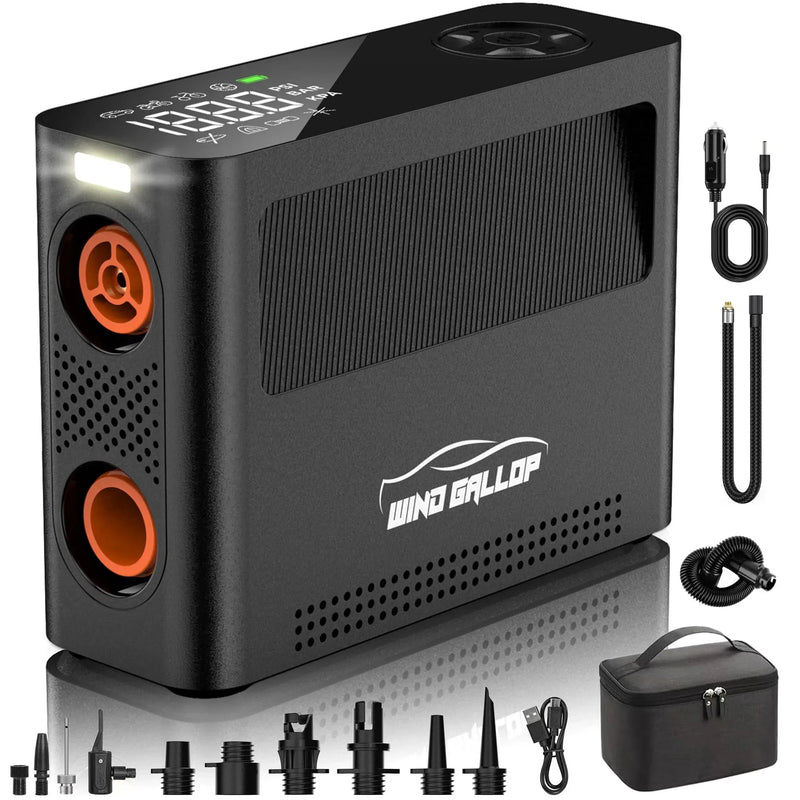Tire Inflator Portable Air Compressor, Rechargeable Electric Paddle Board Pump 150PSI, 3X Faster Inflation 9 Pump Modes,Auto Air Pump for Car Tires Motorcycle Bike Ball SUP Tent Kayak Float D0