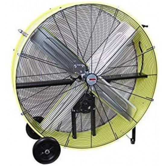 K Tool International 42′′ Belt Drive Drum Fan; Industrial, Garage, Shop, High Speed 2-Speed, Durable, Cut-Off Protection, Easy Mobility Rubber Wheels; SAFETY YELLOW KTI77743 X6