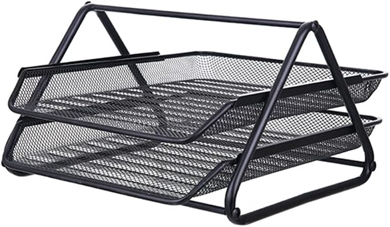 Metal Mesh 2 Tier Document Letter Tray Desk Organizer File Holder Magazine Notebook Organizer Office Supplies O5