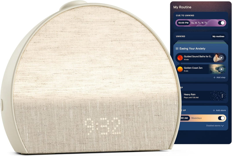 Sunrise alarm clock, audio equipment, smart lamp (rubber material) - White noise mode, screen-free sleep program P0