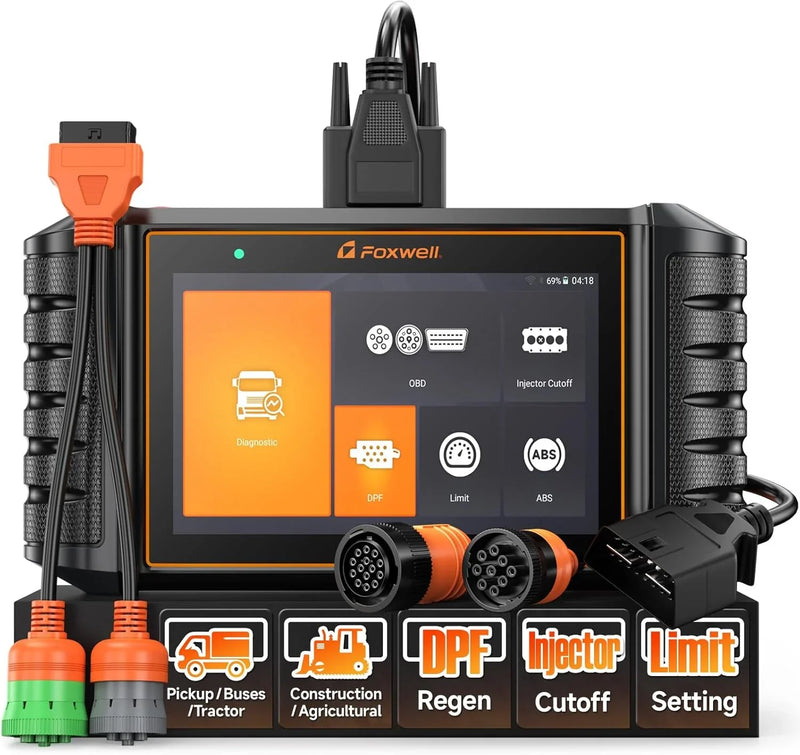 Heavy Duty Truck Scanner with DPF Regen/Injector Cutoff/Limit Setting, Full System Diesel Diagnostic Scan Tool for Cummins, Detroit, Caterpillar, Paccar, Hino & More Pickup Semi Trucks K8