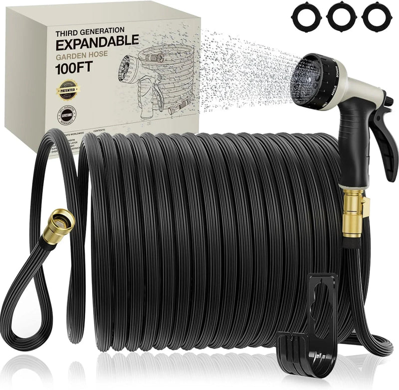 Expandable Garden Hose 100ft - New Patented Water Hose with 40 Layers of Innovative Nano Rubber M2