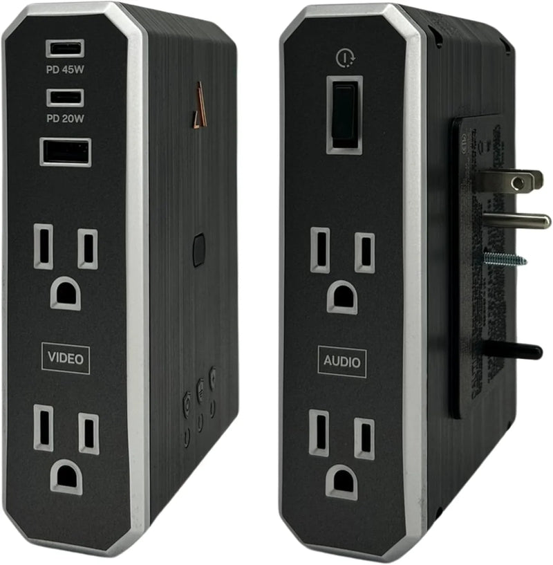 Austere VII Series Wall Power, 4 Outlets Surge Protector Power Strip, 2 USB C & 1 USB A, 2.4 amps, 45W & 20W Power Delivery | 3500 Joules, EMI/RFI Filtering, 6 Year Component Guarantee Q7