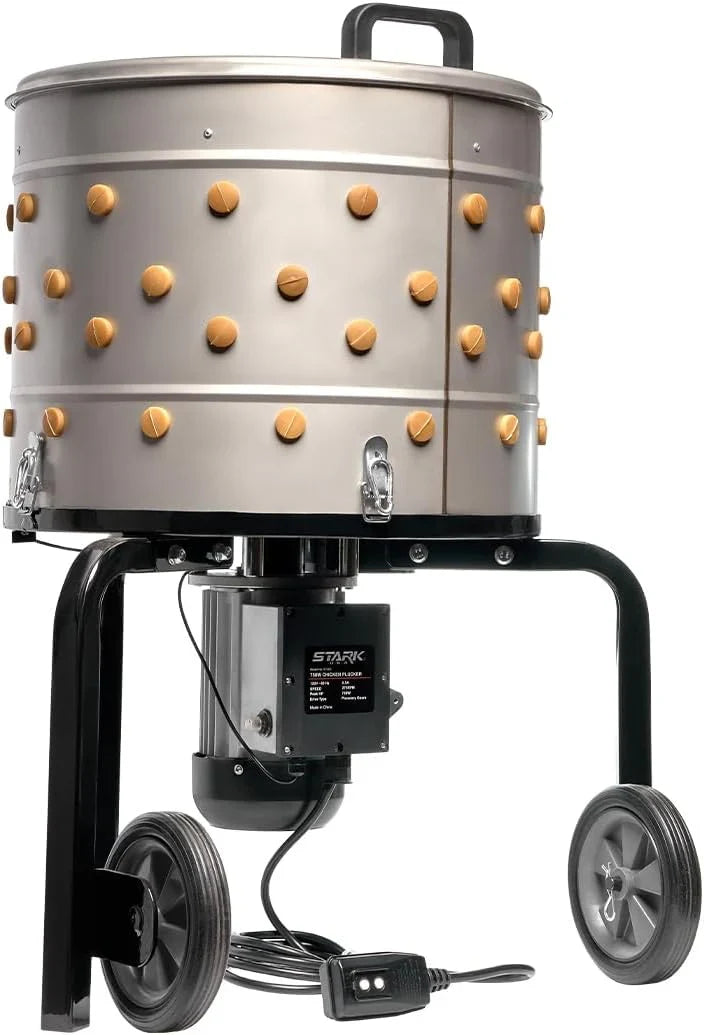 750W Chicken Plucker Poultry De-Feather Remover with 92 Soft Fingers Feather Plucking Machine 20" Drum Stainless Steel Q8