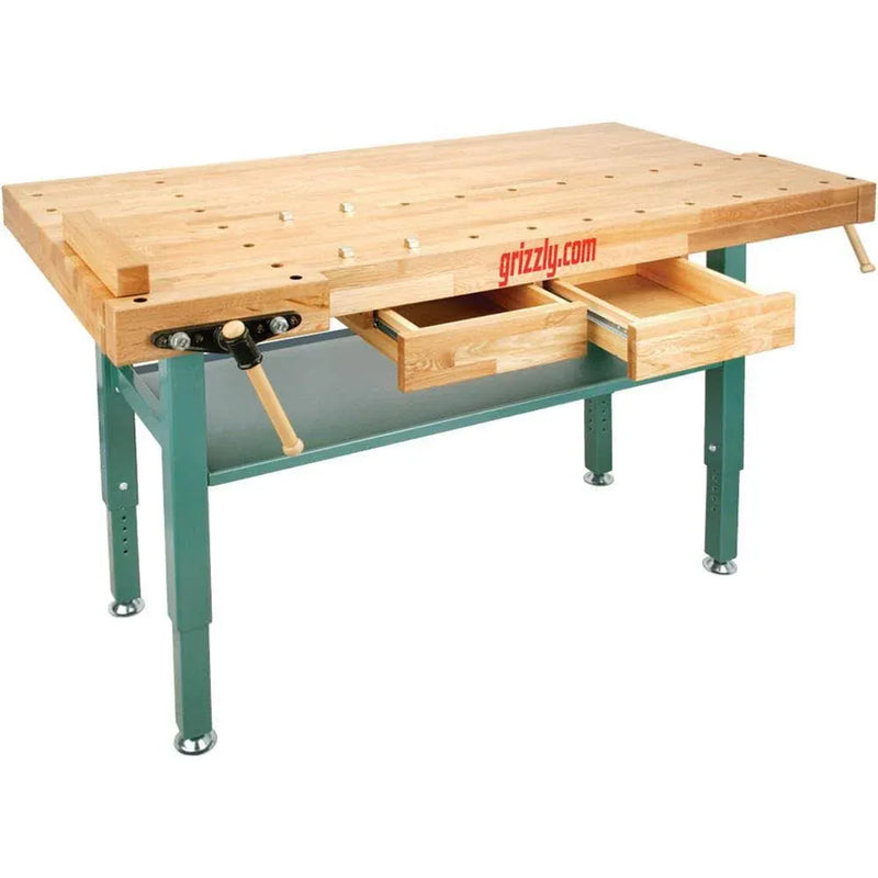 Grizzly Industrial T10157 - Heavy-Duty Oak Workbench with Steel Legs Y7