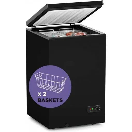 Chest Freezer – 3.5 Cu Ft with 2 Removable Baskets – Reach In Freezer Chest – Quiet Compact Freezer – 7 Temperature Settings – Black O0
