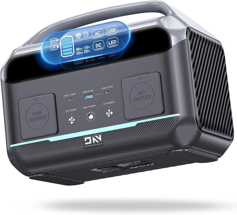 Portable Power Station 56000mAh, 179.2Wh LiFePO4 Battery Backup w/ 2 300W (Peak 600W) AC Outlets, 1.5hrs Fast Charging, Power Bank for Hurricane Emergency/Outdoor Camping/RVs/Home Use V9