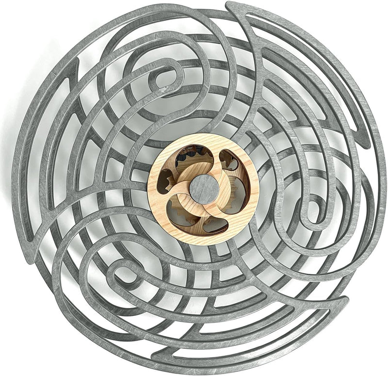 Mindsight Moving Kinetic Wall Art - Wind up to power peaceful motion (no battery) - Calming Wall Décor for Living Room, Office, Bedroom, Kitchen - Hand Crafted Wood - Ripple, Canyon Brown Y8