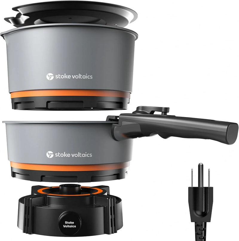 200 - 1000 watt electric camping stove, with cookware, 120 volt portable outdoor cooking set, windproof cookware, suitable for RVs, electric vehicles, off-road travel, RV life, car camping L7