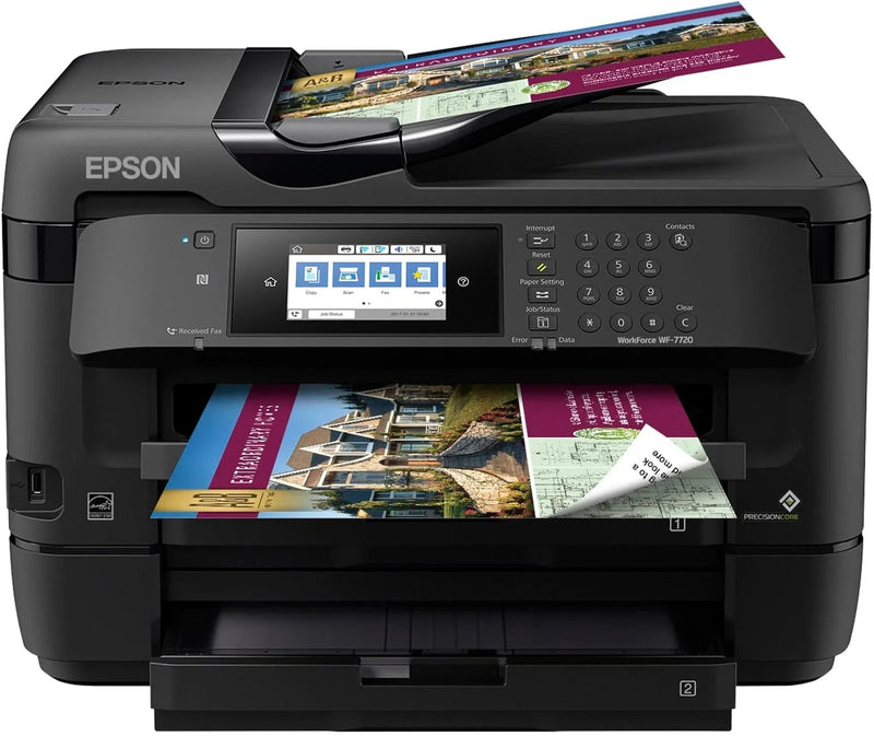Wireless wide-format color inkjet printer, featuring functions of copying, scanning, faxing, wireless connection and Ethernet. P7
