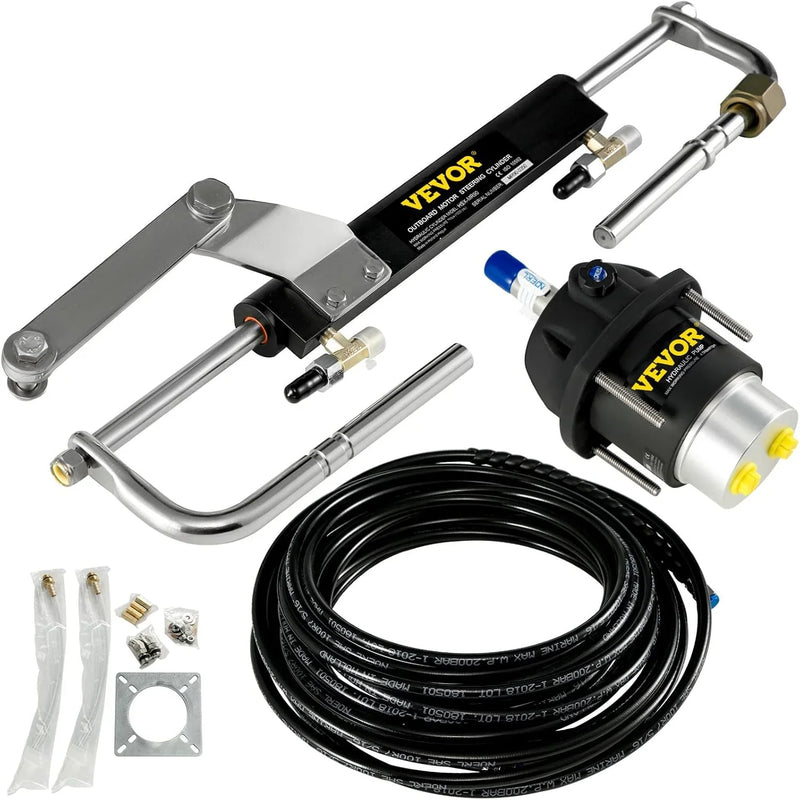 Hydraulic Outboard Steering System Kit (90 horsepower) Accessories Kit (for marine use) Cylinder and Pipeline, Marine Hydraulic Pump, Outboard Steering Device, Ship Rudder Control Device H7