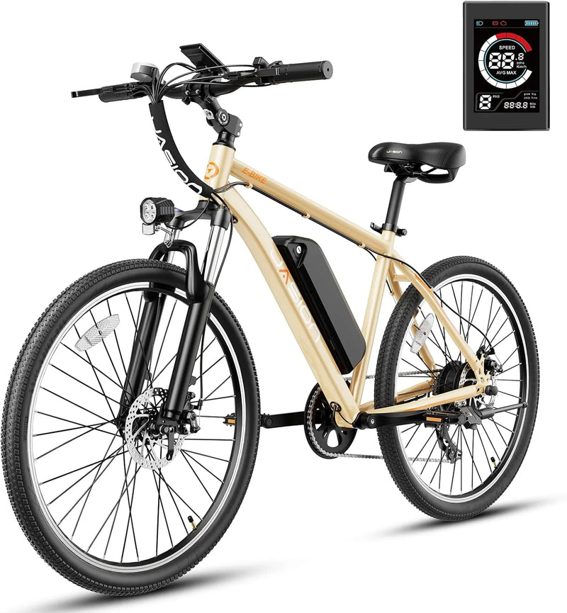 EB5 Electric Bike for Adults with Peak 500W Brushless Motor, 40Miles 20MPH Commuting Electric Mountain Bike with 360Wh Removable Battery, 7-Speed, 26" Tires and Front Fork Suspension D4