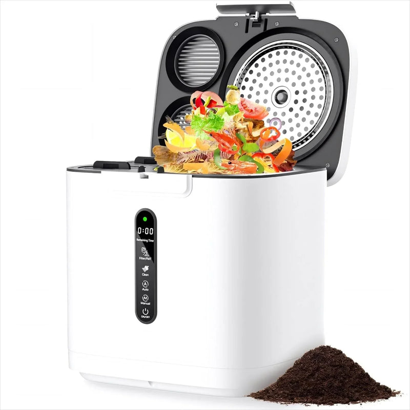 4L Electric Composter for Kitchen, Compost Bin for Countertop with Auto-Cleaning/Odor-Free/LED Display, Turn Kitchen Waste to Dry Compost Fertilizer, Indoor/Outdoor Compost Machine. Whites4 Y8