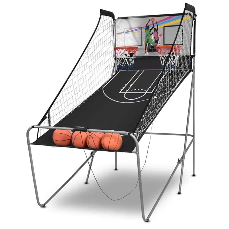 Foldable Indoor Basketball Arcade Game with 4 Balls Electronic Double Shot LED Scoring System for Kids Adults B3