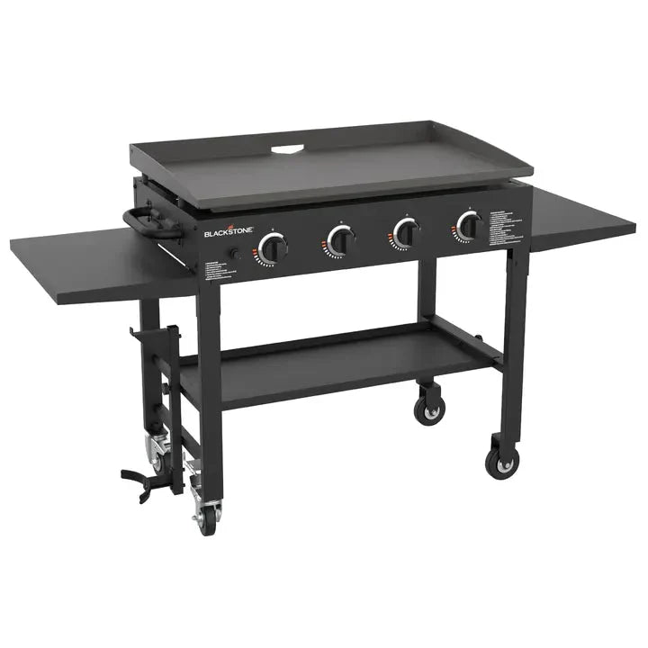 Blackstone 36 Inch Gas Griddle Cooking Station 4 Burner Flat Top Gas Grill Propane Fuelled Restaurant Grade Professional 36” Outdoor Griddle Station with Side Shelf (1554) F4