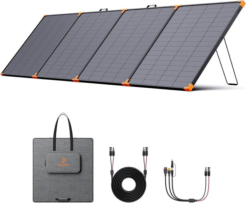 350-watt portable solar panel, suitable for power stations, hurricane emergency supplies, 43-volt foldable solar charger (25% efficient, IP68 waterproof rating, 4 reinforced stands, suitable for camping and RV travel) A4