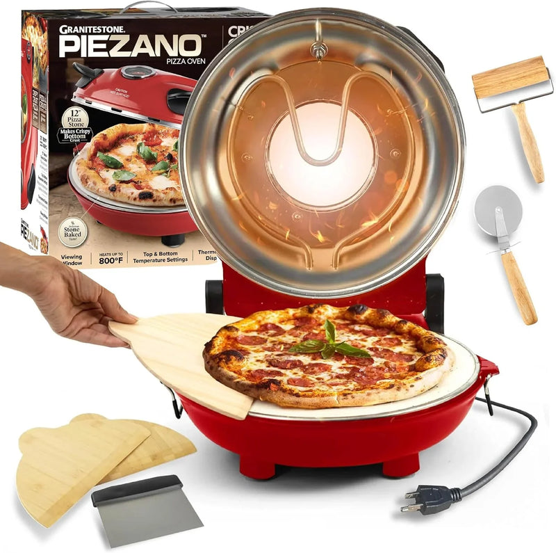 Pizza oven, with pizza cutter and dough roller, 12-inch portable indoor electric oven, 12-inch indoor pizza oven Z8