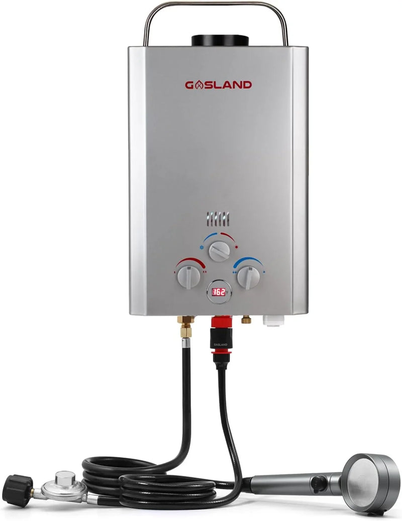Portable Tankless Water Heater, Outdoors 6L 1.58GPM Propane Water Heater for RV Camping, Overheating Protection Q9