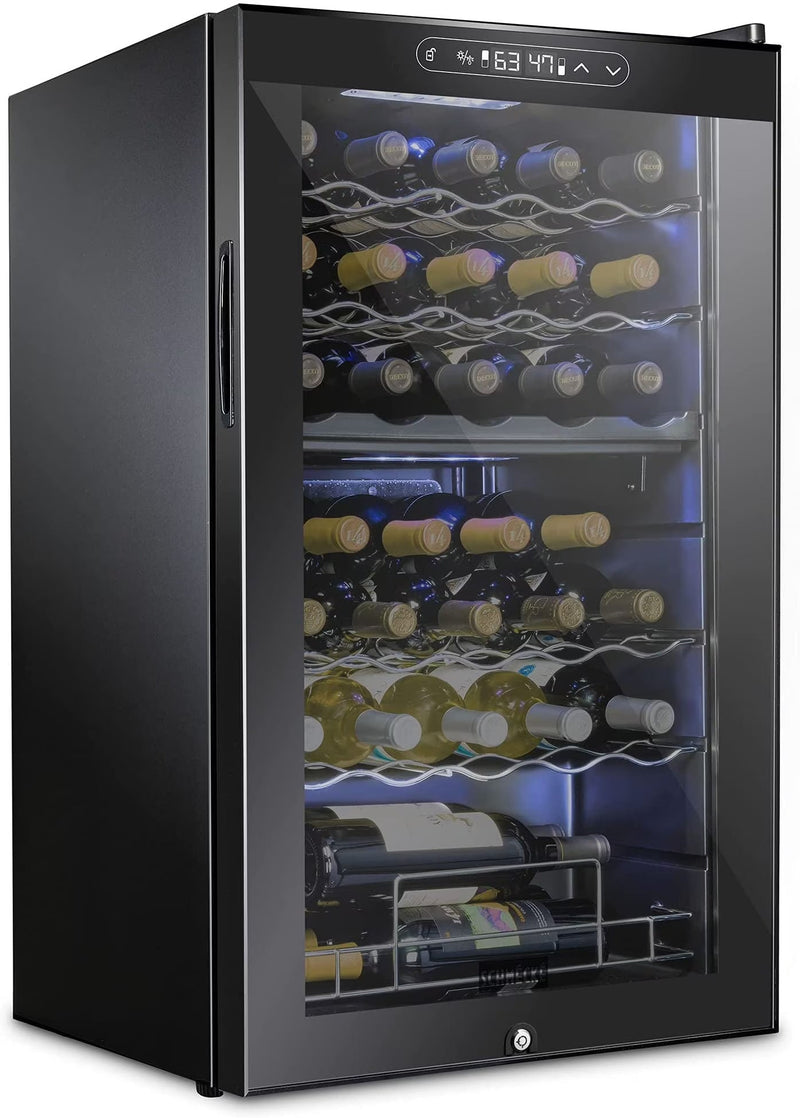 Schmecke Wine Fridge, Dual Freestanding Wine Refrigerator, 33 Bottle Wine Cooler L8