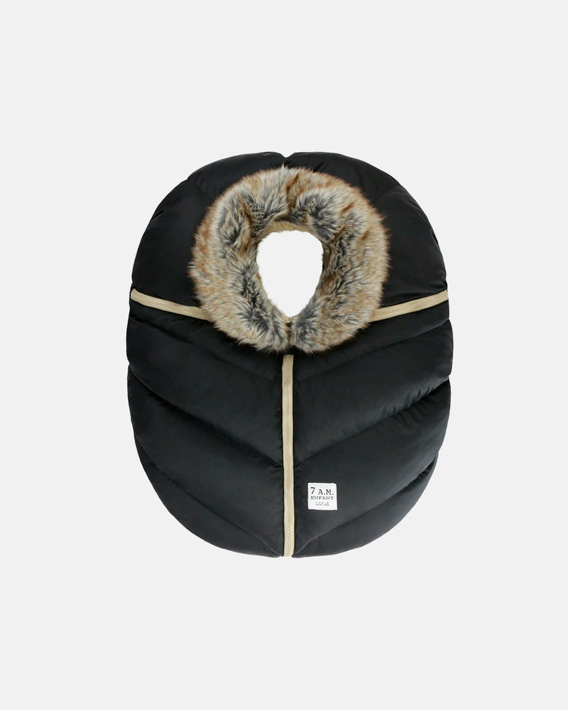 7AM Enfant Car Seat Cocoon Black Faux Fur U0