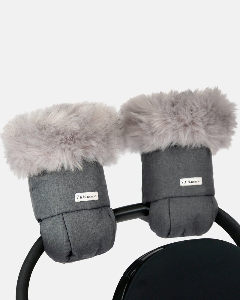 7AM Enfant Warmmuffs - Heather Grey Dark Faux Fur U2