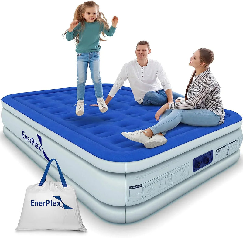 EnerPlex Queen Air Mattress with Built-in Pump - 16 Inch Double Height Inflatable Mattress for Camping I0