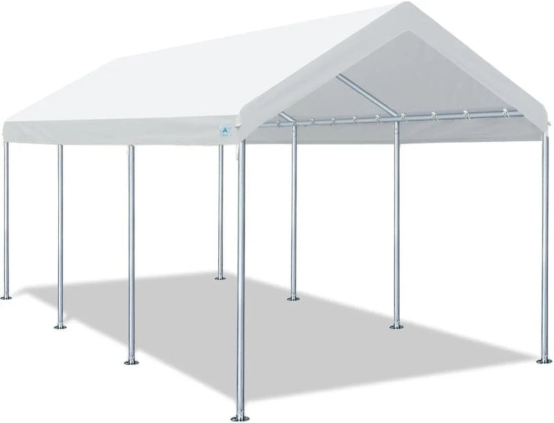 10x20 ft Heavy Duty Carport Potable Car Canopy Garage Party Tent Boat Shelter, Adjustable Height from 9.5 ft to 11 ft, Beige Y4