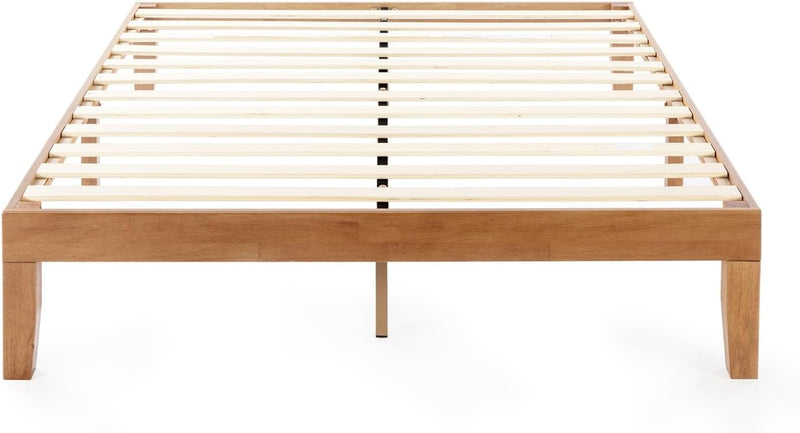 12" Classic Solid Wood Platform Bed Frame w/Wooden Slats (No Box Spring Needed), Natural, Queen Size H1
