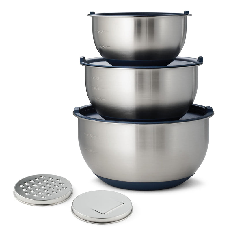 8-Piece Stainless Steel Mixing Bowl and Grater Set with Lids N3
