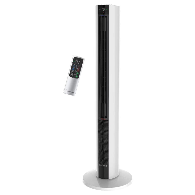 Lasko 42 in 1500W All Season Tower Fan Space Heater with Timer and Remote, White, FH500 I8