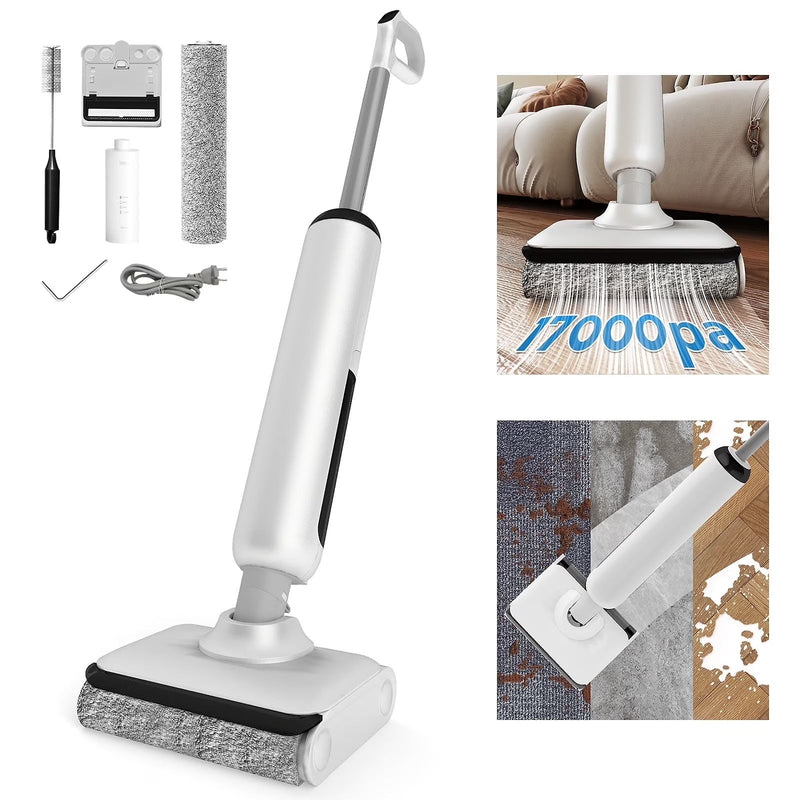 HABIUBIU Vacuum Mop All in One, Wet Dry Vacuum Cleaner, Cordless Cleaner Machine for Tile Hardwood Floor, Self Cleaning Electric Mop with 180 Lie-Flat O9