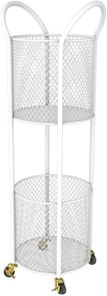 2-Tier Laundry Hamper with Wheels, Iron Basket for Bedroom, Bathroom, Dorm, Large Capacity Clothes Room, Easy to Move & Store Z4