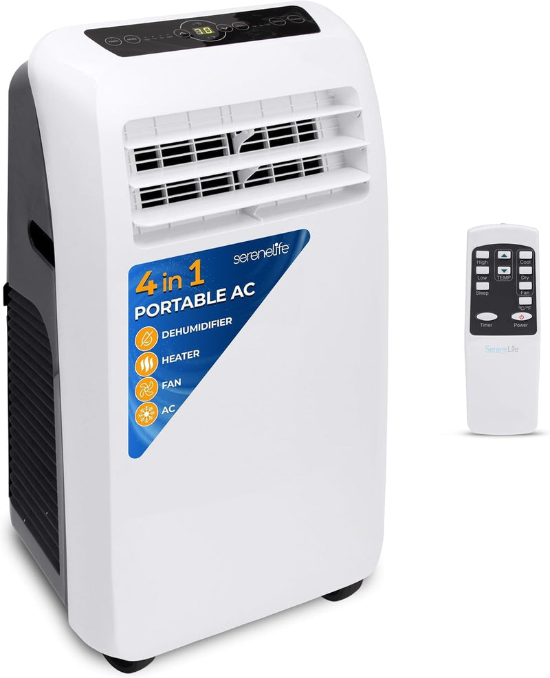 10,000 BTU Portable Air Conditioner– 4-in-1 AC Unit w/Cooling, Dehumidifier, Heater, & Fan– Includes Remote Control, Window Mount Kit, Quiet Operation, 24-Hour Timer W9