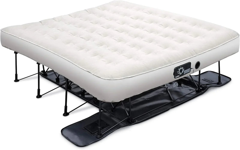 EZ-Bed (King) Air Mattress with Frame & Rolling Case, Self Inflatable, Blow Up Bed Auto Shut-Off, Comfortable Surface AirBed, Best for Guest, Travel, Vacation, Camping I5