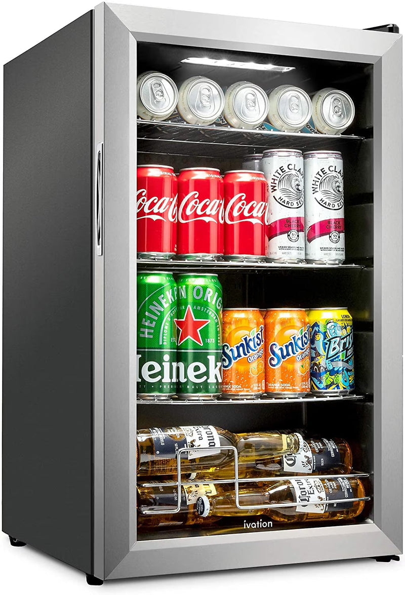 Ivation 101-Bottle Wine Cellar, Freestanding Mini Fridge - Stainless Steel R2