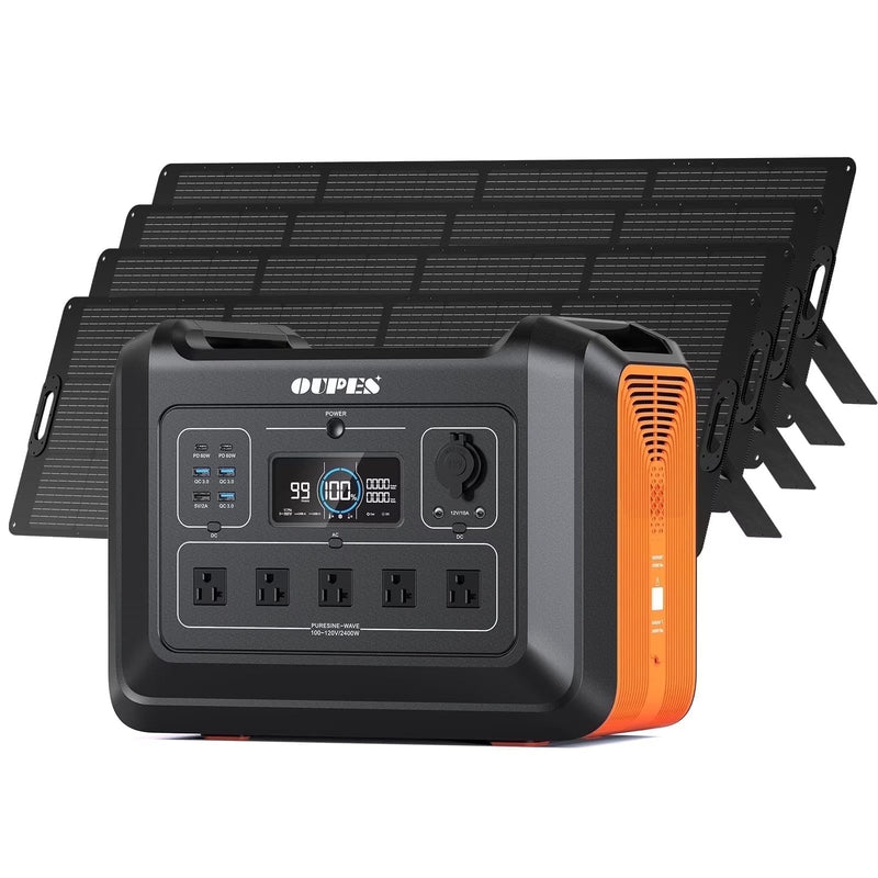 OUPES 2400W 2232Wh Portable Power Station with 4x240W Solar Panel,Solar Generator for Outdoor Camping,Home Backup,Emergency,RV X3