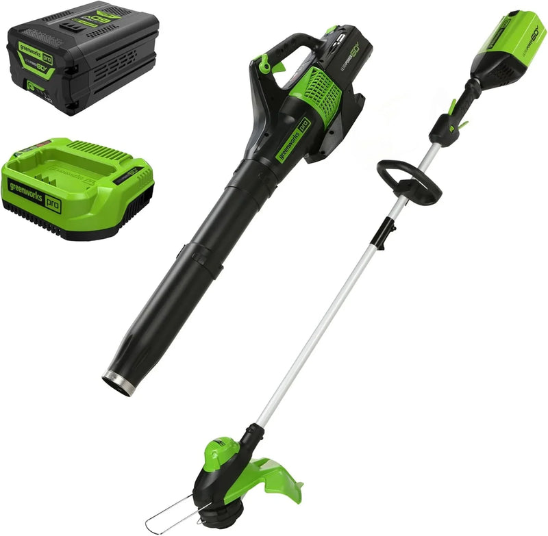 60V 13" Cordless String Trimmer & Leaf Blower Combo Kit, 4.0 Ah Battery and Charger Included M9