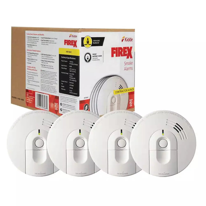i4618 4-Pack Hardwired Smoke Alarm with Ionization Sensor, 120V AC, 9V Battery Backup P1