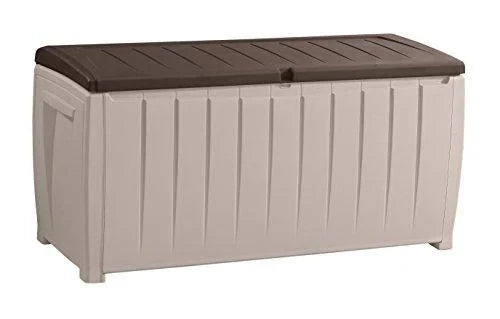 Novel Plastic Deck Storage Container Box Outdoor Patio Furniture 90 Gal, Brown H1